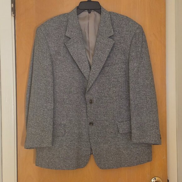 TRAVELSMITH 100% Silk Blazer Mens 44S Gray Tweed Jacket Sport Coat Pockets Vtg - Picture 1 of 16